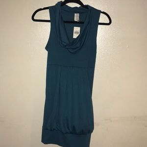 Teal Sleeveless cow neck Tunic